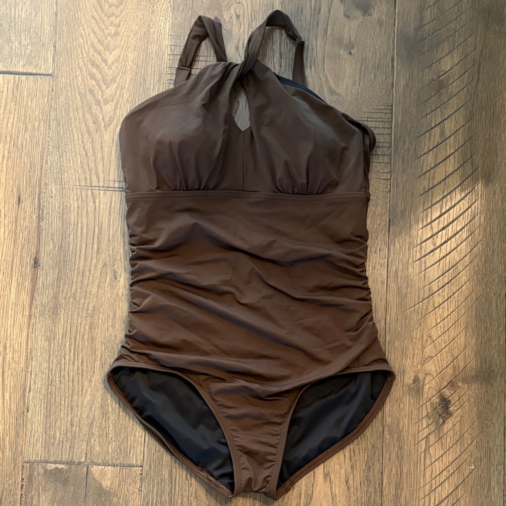 Lands' End Brown One-Piece Swimsuit